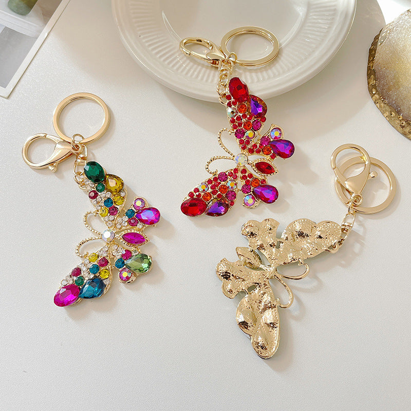 Wholesale Zinc Alloy Crystal Diamond Colorful Butterfly Keychain